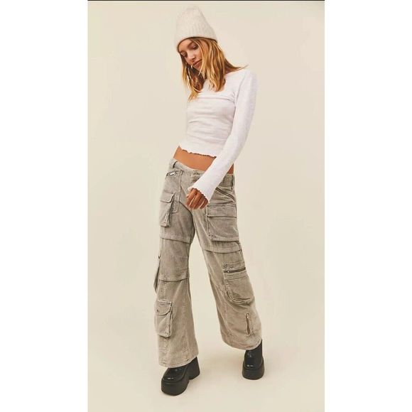 Free People Pants - New Free People Last Time Stacked Cargo Cord Pants Size 6